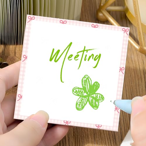 Sticky Notes 3x3 Inches, 2 Pads, Easy Post Cute Self-Stick Notes, Colorful Self Stick Notes Pads for Home Office Notebooks Accessories, Strong Adhesive Note Pad Pink Strip Bow - color: Pink Strip Bow