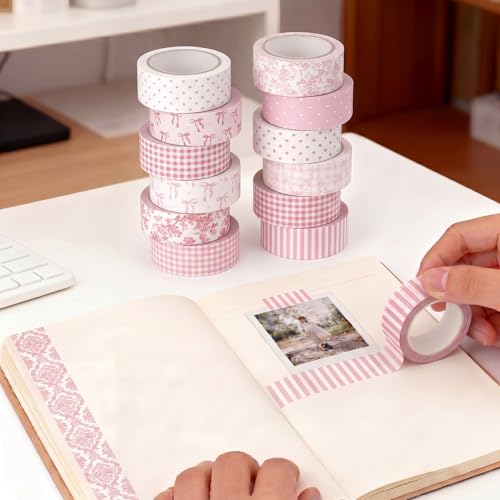 Gueevin 24 Rolls Floral Washi Tapes Set Scrapbook Supplies, Coquette - style: Coquette