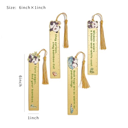 4 PCS Panda Bookmark Rules, Funny Metal Book Marks for Reading Women, Teens Teacher Planner,Book Lovers Gifts - style: Panda Ruler