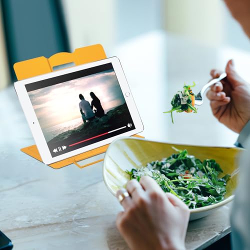 MSDADA Desk Book Stand Metal Reading Rest Book Holder Adjustable Cookbook Documents Holder Portable Sturdy Bookstands for Recipes Textbooks Tablet Music Books (Yellow) - color: Yellow