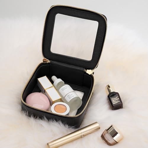 Aveniee Clear Makeup Bag Small, Mini Travel Toiletry Bag Cosmetic Bags TSA Approved, Clear Makeup Case Pouch with Zipper, Car Organizer Essentials for Women Men,Black - color: Black, style: Mini Trend