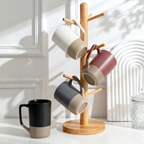 16 OZ Large Coffee Mugs Set of 4, Big Ceramic Tea Cup - color: Multicolour