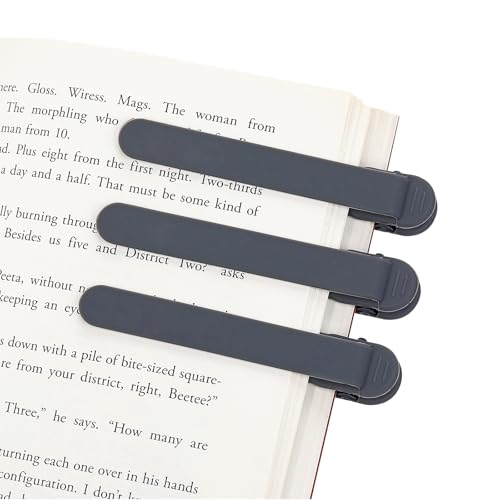 3Pcs Automatic Bookmark, Silicone Smart Book Marks for Reading Women, Men, Kids,Cute Unique Book Markers Bookmark Clip Reading Accessories Gifts for Book Lovers (Dark Grey 3pcs) - color: Dark Grey 3pcs