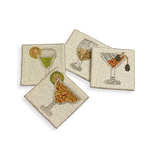 Folkulture Coasters Set of 4 for Drink, Coffee Bar Accessories, Table Décor - color: Cocktail