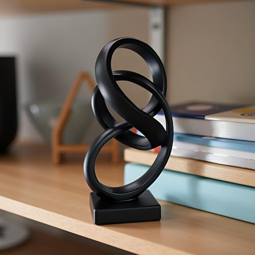 10" Modern Abstract Ribbon Decorative Sculpture, Knot Sculptures,Home Decor,Coffee Table Statues,Dining Living Room Desk Decor（Black） - color: 10" Black