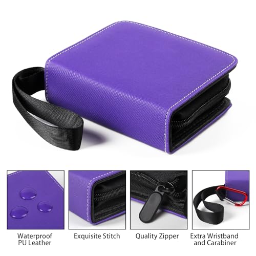 GEAoffice 1 Pocket Mini Trading Card Binder Holds 80 Cards with Zip, Purple - color: Purple-1 Pocket