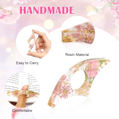 Book Page Holder, 2 PCS Thumb Book Page Holder Dried Flower Resin Page Holders for Reading Flower Bookmark Reading Gifts Accessories for Readers Books Lovers Students Teachers Bookworm Bookmarks