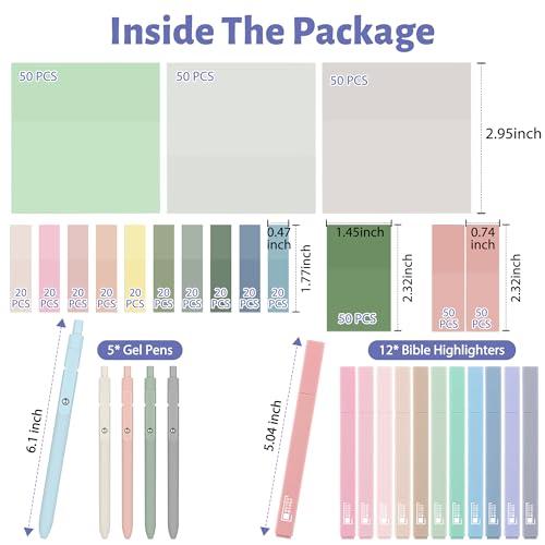 12 Pastel No Bleed Bible Highlighters & 5 Black Pens with Sticky Notes - color: Highlighters + Black Pens + Sticky Notes
