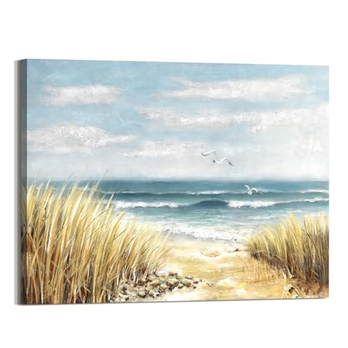 arttitue Coastal Canvas Wall Art Decor: Beach Ocean Picture Artwork Seascape Sea Scenery Painting Abstract Seaside Grass Seagull Print Decorations for Living Room Bedroom Office Home 36 x 24 Inches - color: Beach Path, size: 36"L x 24"W
