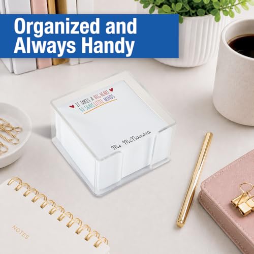 Current Teacher Personalized Note Sheets in a Cube - 400, 3.38 x 3.38, Loose Sheets in 2.75" Tall Clear Acrylic Box - color: Teacher