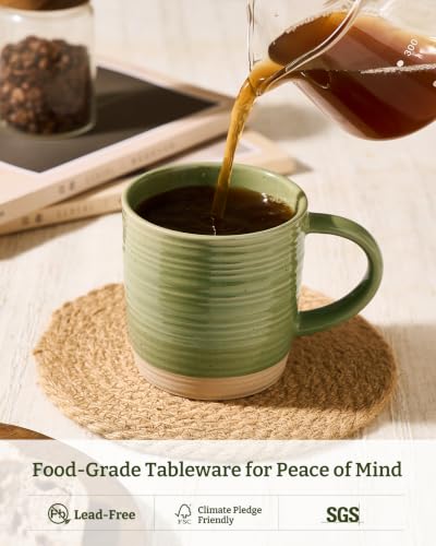 famiware Coffee Mugs Set of 8, 13 oz Mug Set, Ceramic Cup Set with Handle - color: Constellation-Olive Green, size: 8 Count (Pack of 1)