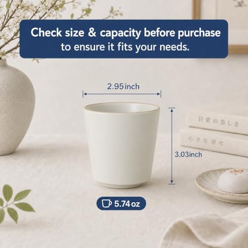 Floral small Japanese style tea cups set of 4, Handleless Demitasse Mugs for Double Shot espresso, Cortado,lungos & matcha, Little,Microwave and Dishwasher safe, (Biege) - color: Biege