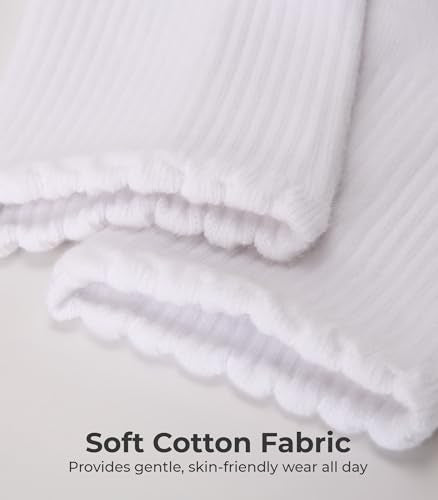 CS CELERSPORT Women's Mini Crew Ankle Socks with Scalloped Top,Pack of 6 - color: White, size: Medium