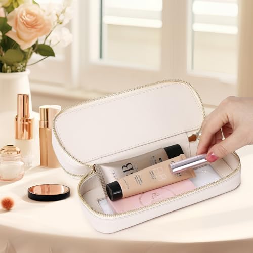 Pinkmik Double Layer Makeup Bag, Beige, Double SLIM - color: B3/Beige, size: 2-Layer SLIM