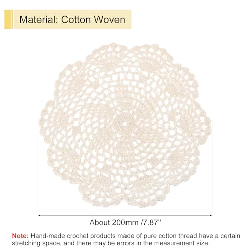 uxcell Lace Doilies, 4pcs 8" - Cotton Woven Round Crochet Coaster, Floral Design Fabric Handmade Placemat for Drink Wedding Party Decoration (Beige) - color: Beige