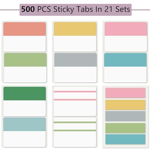 ELII 500 PCS Tabs 2 Inch Book Tabs Sticky Index Tabs,File Tabs - color: Stylish, size: 500