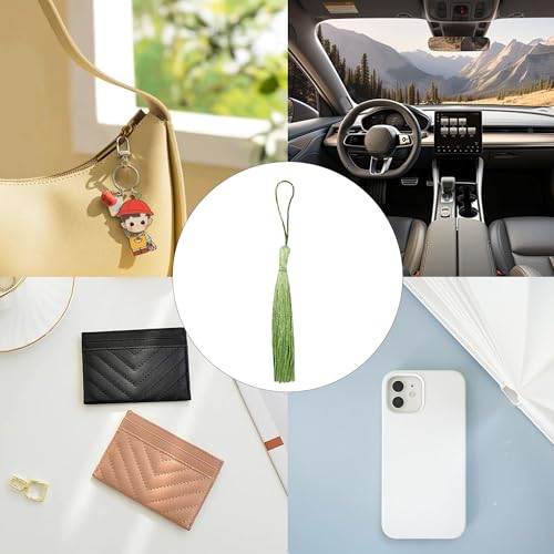 pson 100PCS 5.5 Inch Handmade Silk Bookmark Tassels, Light Green Craft Mini Tassels with Loops for Books, DIY Craft, Jewelry Making, Book Lovers & Collection