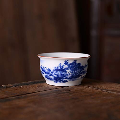 Jingdezhen Chinese Tea Set Porcelain Service Gaiwan Tea Cups Mug of Tea Ceremony Teapot,One Teapot and Three Cups Bone Kung Fu Tea Ceremony Party Home Office Décor（Landscapes）