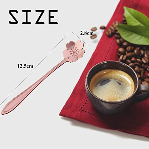 16 Pieces Flower Spoon Coffee Teaspoon Set, PBIEHSR Stainless Steel Coffee Tea Spoons Dessert Scoop for Stirring Drink Mixing Milkshake Jam - style: Rose Gold