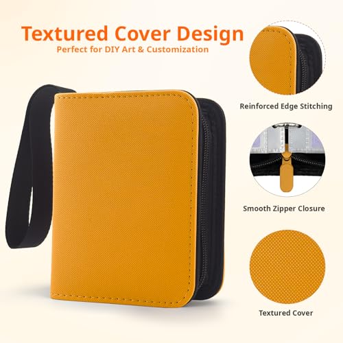1 Pocket Card Binder with Zipper, 100 Pockets Mini Trading Card Album, Premium PU Leather Single Card Binder, Small Display Folder for TCG & Sports Cards - color: Yellow, size: 1-Pocket