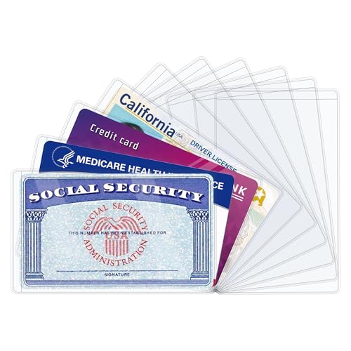10 PCS Social Security Card Protector Sleeves,31 Mil Soft Clean Waterproof SSN/New Medicare/Credit Card Holder, Soft ID/Debit/Credit Card Covers