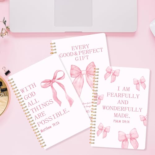 CNhoqc Pink Religious Journal Notebook, 4Pcs A5 Inspirational Bible Verse