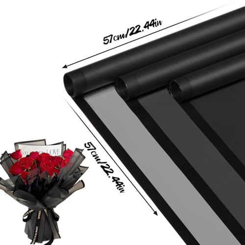 CCIJESW 20 Sheets Flower Bouquet Wrapping Paper Black - color: 031-Transparent Black