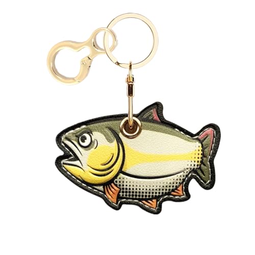 BORKUANA PU Leather Keychain Holder Protective Case Compatible with AirTag - color: Fish 2