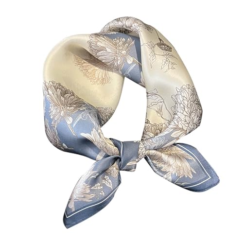 100% Mulberry Silk Neck Scarf for Women Square Neckerchief – 21 inch - color: Pale Blue