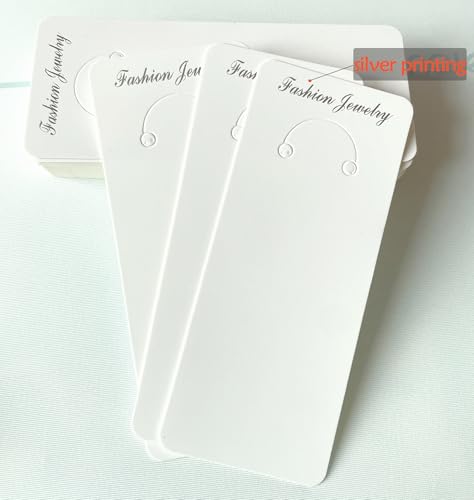 100 Set Keychain Display Cards with Bags,Jewelry Packaging Blank Hanging Cards for Selling - color: White-letter