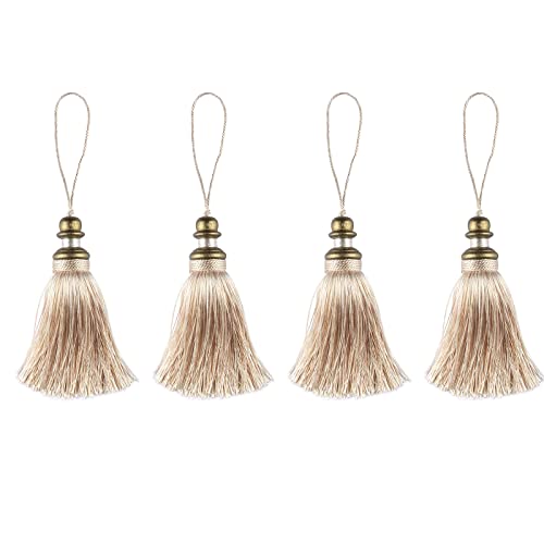 4 Pack Tassel Key Tassel with Loops for Home Decoration - color: Beige, size: 4 Pack