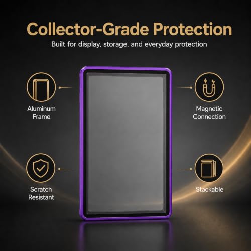 PSA Slab Case, Magnetic 9-Point Lock Display Protector,Purple - color: Purple