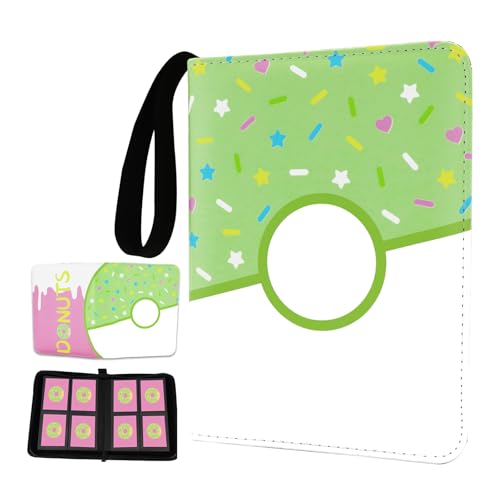 4 Pocket Portfolio Card Binder 240 Card Holder Album, Green Donut Trading Cards Holder Zipper Binder for Girl Teen Collection (Green Donut, 240 Pocket (Portfolio)) - color: Green Donut, size: 240 Pocket
