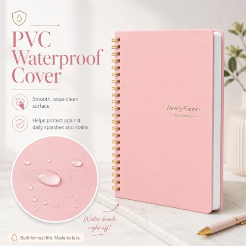 Undated Weekly Planner With Habit Tracker & To Do List 5.7 x 8.0 inch - color: Pink