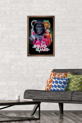 Trends International Netflix Squid Game: Season 2 - Group Glitch Wall Poster, 22.4L x 14.7W, Bronze Framed Version - color: Bronze Framed Version, size: 22.4"L x 14.7"W