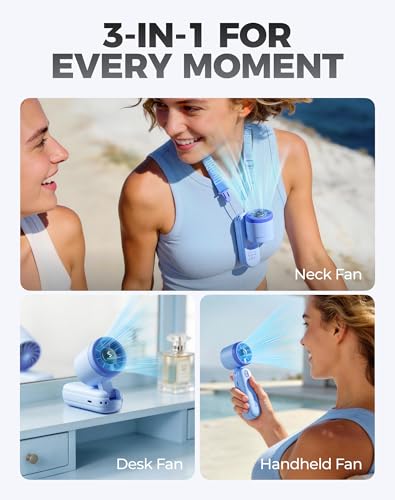 Diveblues Mini Portable Handheld Turbo Fan 27ft/s, 4000mAh Battery - color: Glacier Blue