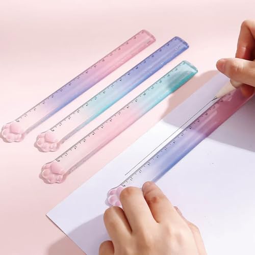 MOZXIRZ 9 Pcs Cute Green Stationery Set Cat Paw School Supplies Kawaii Office Supplies Including Pens Highlighter Pencil Sharpener Eraser Correction Tape Ruler Sticky Flag Tabs (Gradient Green) - color: Gradient Green
