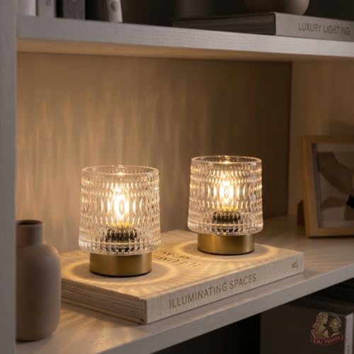 MJ PREMIER Battery Operated Lamp,Small Cordless Lamp with Timer, Clear-04 - color: Clear-04
