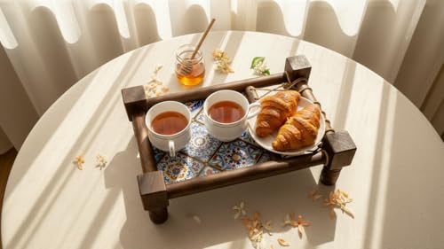 Traditional Decorative Asian Cot Tray for Snacks & Drinks | North Indian Decorative Wooden Cot Decor Accent Breakfast/Tea/Snack/Wooden Decor Tray Used Dining Room Serving Tray Coffee Table Tray