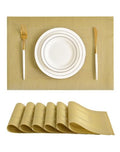 Leetaltree Gold Frame Placemats Set of 6 - Heat Resistant Woven Vinyl - color: C1- Gold Frame, size: Set of 6