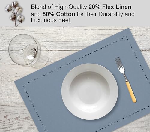 Ruvanti Placemats Set of 6, Linen Cotton Blend Place Mats, 13x19 – Grey - color: Gray