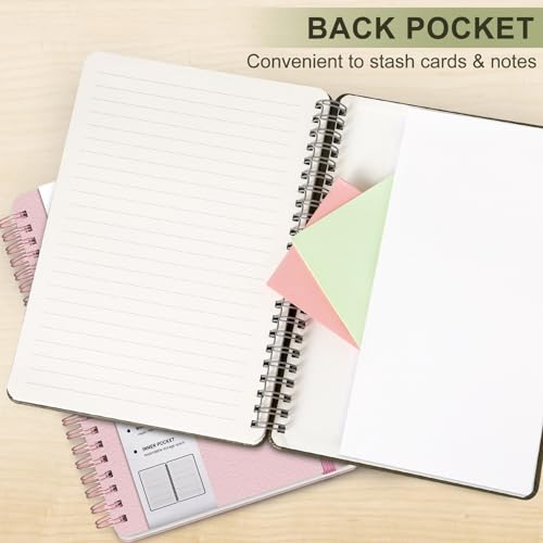 Lined Spiral Journal Notebook, A5 Hardcover Leather Notebook for Work, 5.7''×8.2'', 100GSM Thick Paper Spiral Bound Journaling Notebooks for Women & Men Office School Note Taking Business, Green - color: Green, size: A5