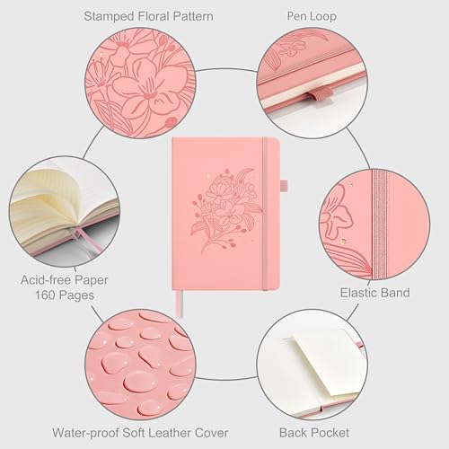 &And Per Se Lined Hardcover Notebook – A5 5.7"x8" College Ruled, 160 Pages, 100gsm Thick Paper – Aesthetic Journal for Women, Gift-Ready Planner, Everyday Writing Notebook (Blush) - color: q.Blush with Pattern, style: Lined with Pattern