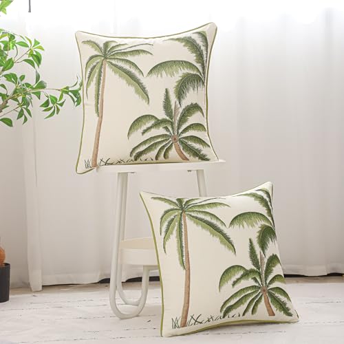 Green Palm Tree Throw Pillow Covers 18x18 Inch Set of 2 - color: A-green Palm Tree