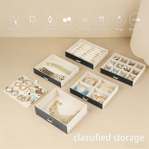 BOOVO Large Jewelry Boxes For Women (Black, 6 Layer) - color: Black, size: 6 Layer
