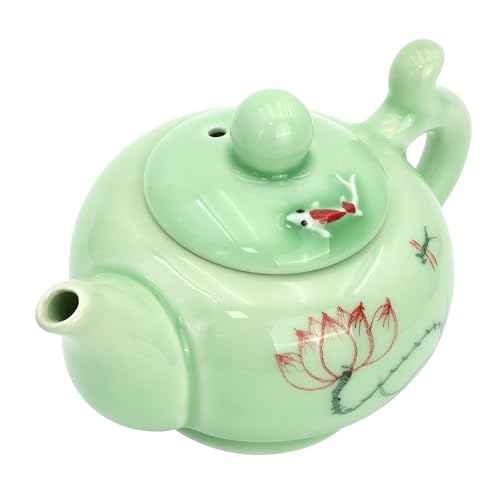 DELIFUR Celadon Handcrafted Porcelain Tea Set Lotus Theme Porcelain Tea Pot Covered Teacup Gongdao Cup From China (Lotus Tea pot) - style: Lotus Tea pot