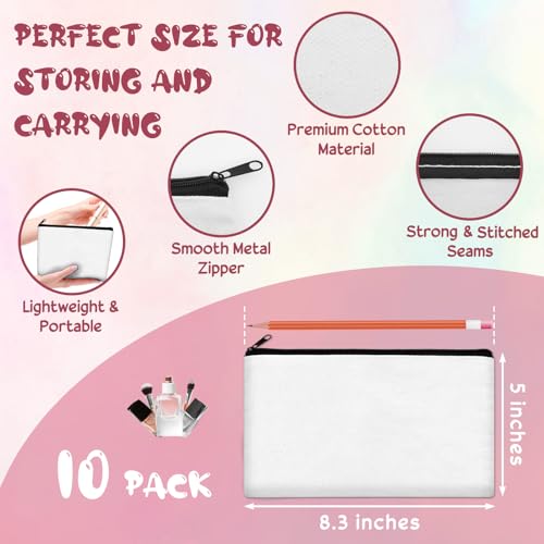 Legigo Blank Canvas Bags Zipper Pouch Makeup Bags Pencil Pouch Bulk - color: Off White