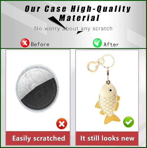 BORKUANA PU Leather Keychain holder Protective Case Compatible with AirTag - color: Fish Pink
