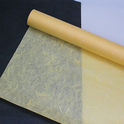 Korean Traditional Mulberry Paper, Colored Hanji Paper Roll, Natural Fiber Texture, Unyong (Orange, 21.3" x 787.4") - color: Orange, size: 21.3" x 787.4"