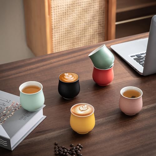 4-Oz Ceramic Espresso Cups Set - Multi-Color, Handle-Free Design for Home & Cafe | Dishwasher-Safe Stoneware Cups (black,4) - color: Black, size: 4